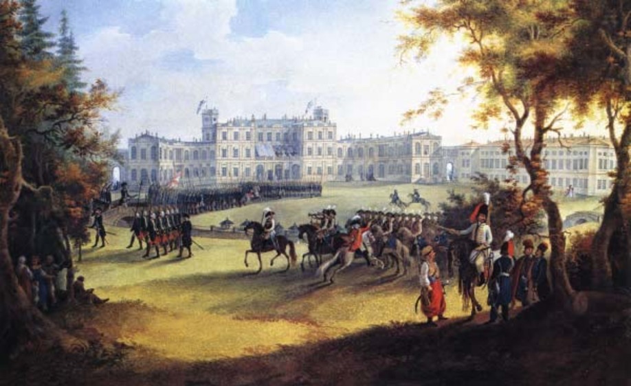 Г. С. Сергеев. Парад на плацу перед Гатчинским дворцом. 1798. ГМЗ «Гатчина».